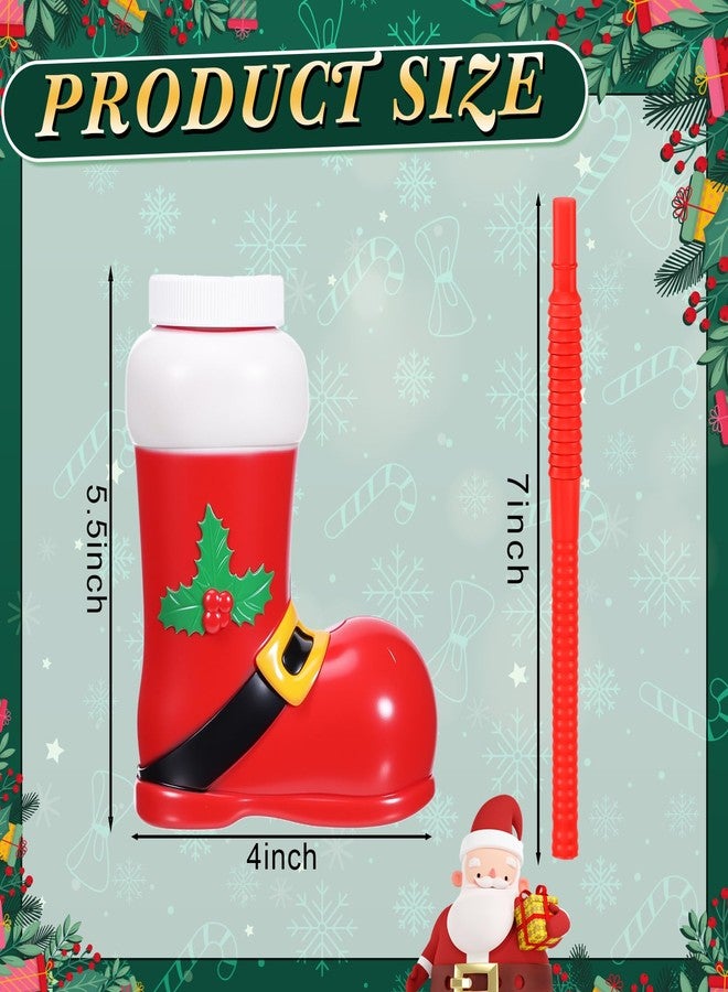 Hoolerry 12 Pack Christmas Santa Boot Cups with Lids and Straws Bulk 10 oz Santa Elf Boot Plastic Cups for Kids Novelty Party Supplies Winter Holiday Xmas Party Favors Birthday Gift - Image 4